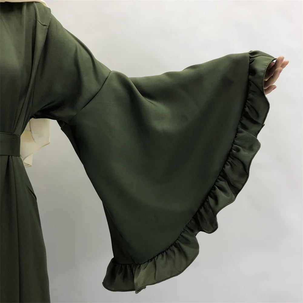 Dubai Flowy Abaya Big Ruffle Sleeve Islamic