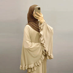 Dubai Flowy Abaya Big Ruffle Sleeve Islamic