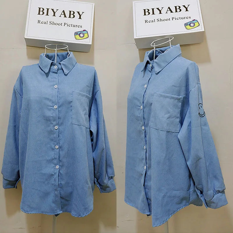 BIYABY Autumn Korean Style Corduroy Shirt for Women