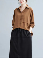 Oversized Spring Shirts Tops Women Irregular Pleated