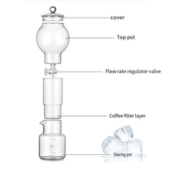 600ml Ice Dripper Coffee Maker Adjustable Water Flow Borosilicate Glass Cold Brew Tower Slow Drip Technology Portable