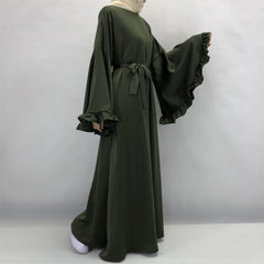 Dubai Flowy Abaya Big Ruffle Sleeve Islamic