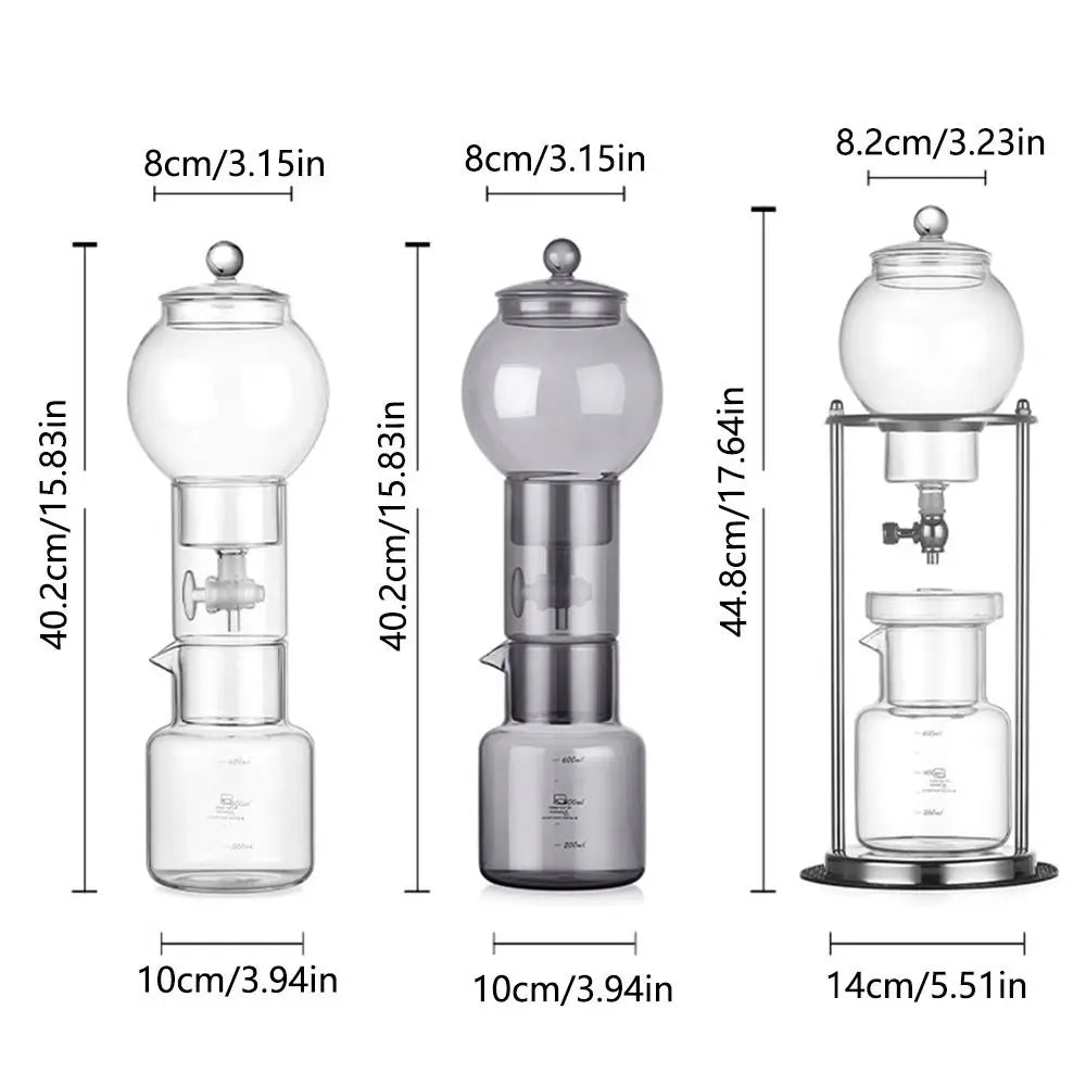 600ml Ice Dripper Coffee Maker Adjustable Water Flow Borosilicate Glass Cold Brew Tower Slow Drip Technology Portable