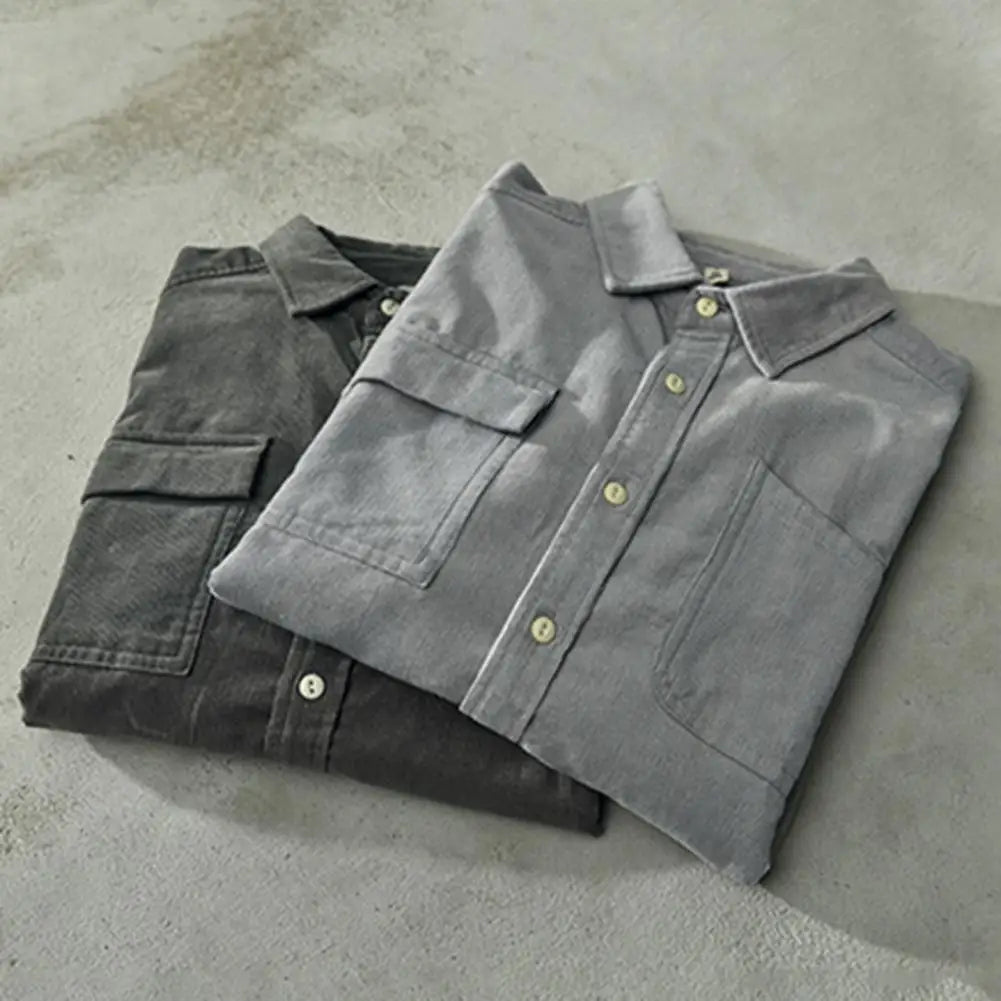 Corduroy Shirt Men's Cargo Jacket Casual