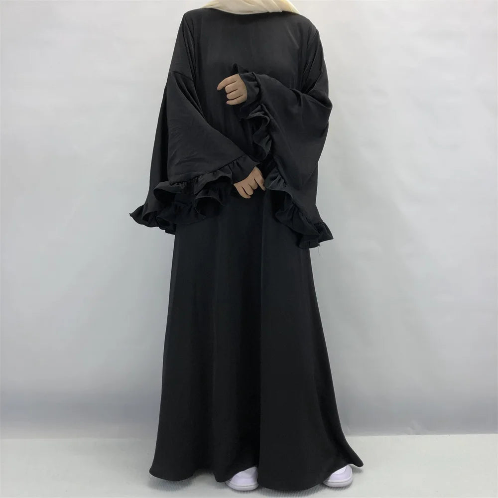 Dubai Flowy Abaya Big Ruffle Sleeve Islamic